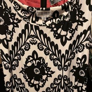 Black and Cream Patterned Sleeveless Dress